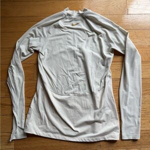 Nike Pro Women's Dri-FIT Long-Sleeve Top - gold & cream size M
